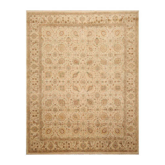 8x10 Tan, Rust Hand Knotted 100% Wool Agra Traditional 200 KPSI Oriental Area Rug-0