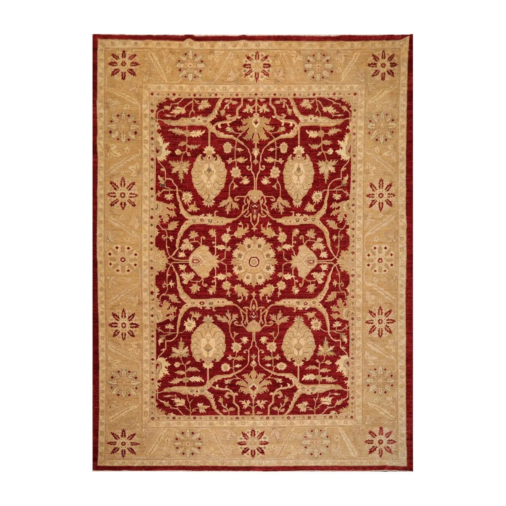 9' x 11'10'' Hand Knotted Wool Peshawar Traditional Oriental Area Rug Rusty Red-0