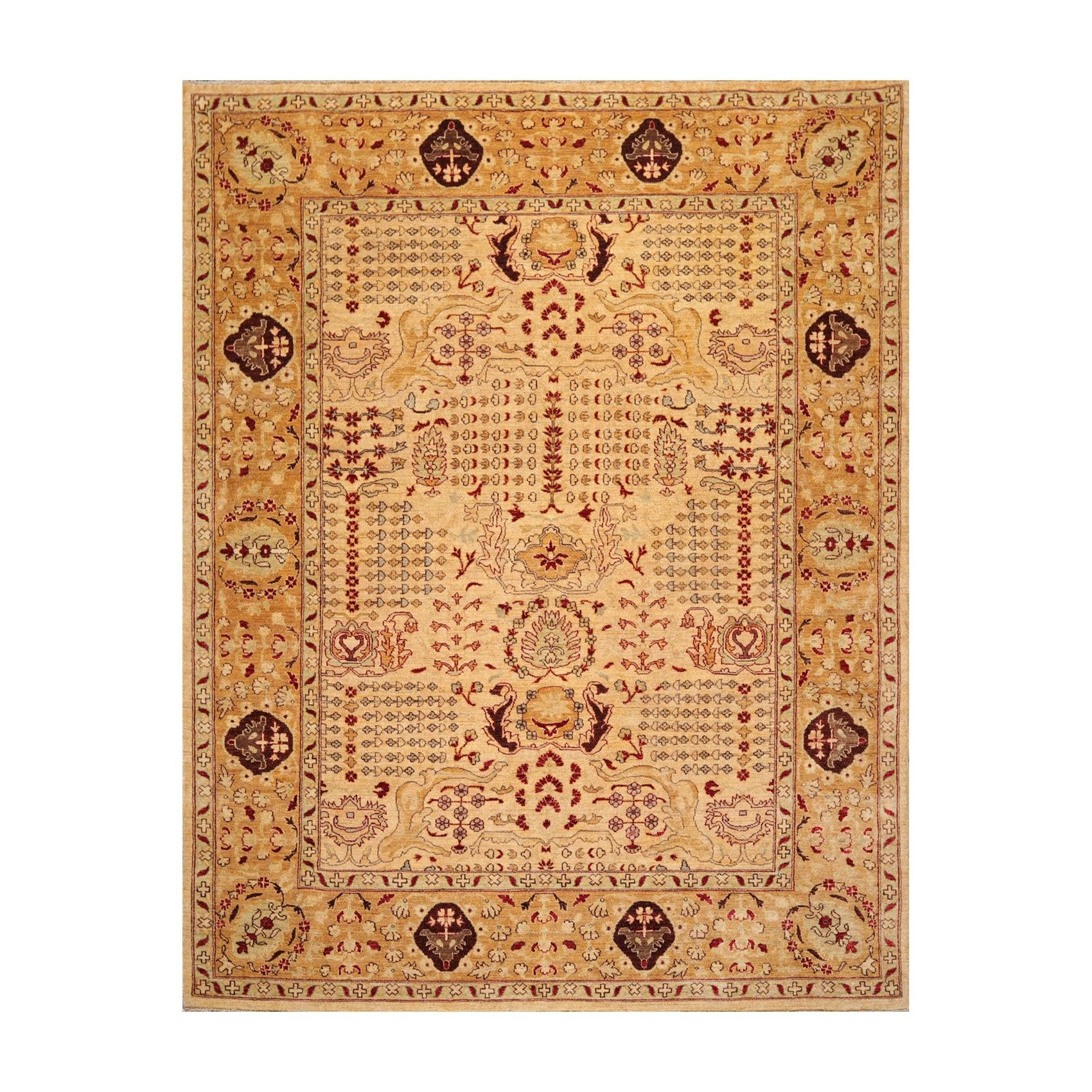 8'2" x 10'6" Hand Knotted 100% Wool Peshawar Traditional Oriental Area Rug Gold-0
