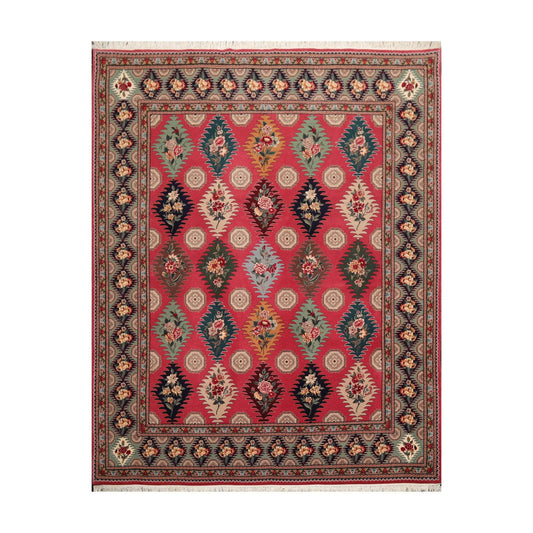 8'2"x 9'10" Hand Knotted Wool & Silk PakPersian 16/18 300 KPSI Oriental Area Rug Pink-0