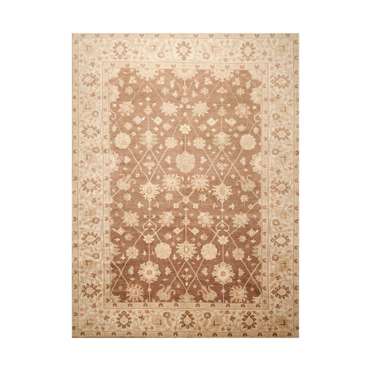 9x12 Hand Knotted 100% Wool Peshawar Traditional Oriental Area Rug Brown, Beige Color-0