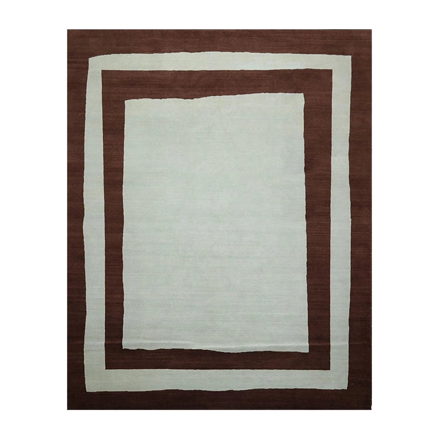 8' x 10' Hand Knotted Tibetan Wool Geometric Modern Oriental Area Rug Aqua-0