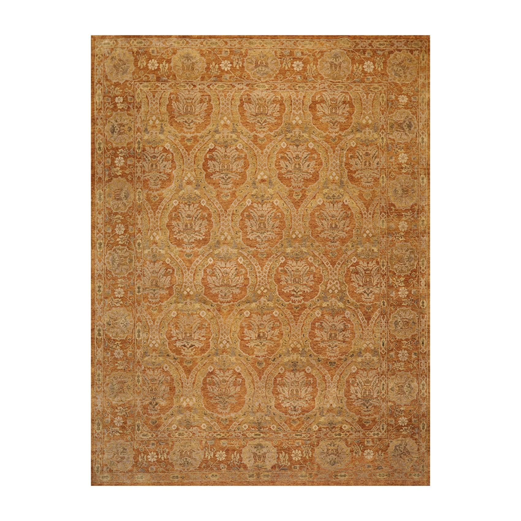 8'11'' x 11'9" Hand Knotted 100% Wool Damask Oriental Area Rug Gold-0