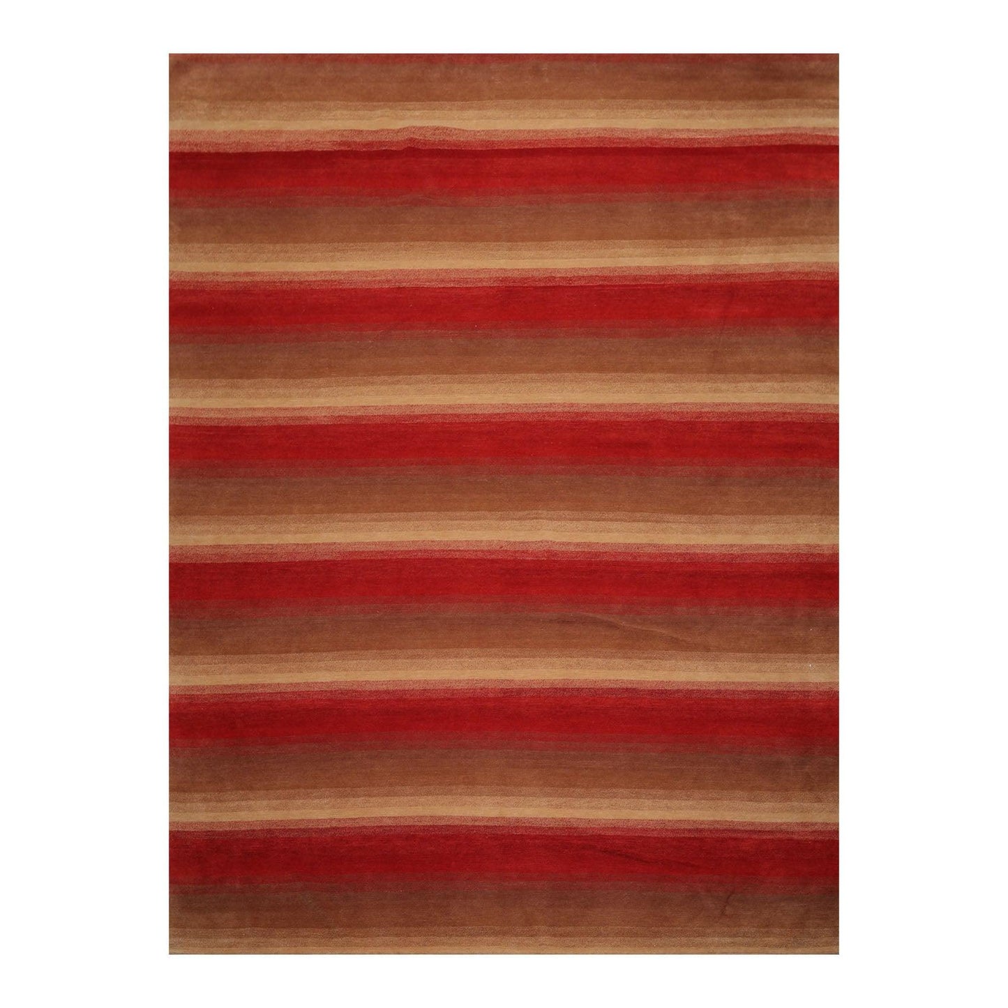 9' x 11'9" Hand Knotted Tibetan Wool Stripes Modern Oriental Area Rug Brown-0