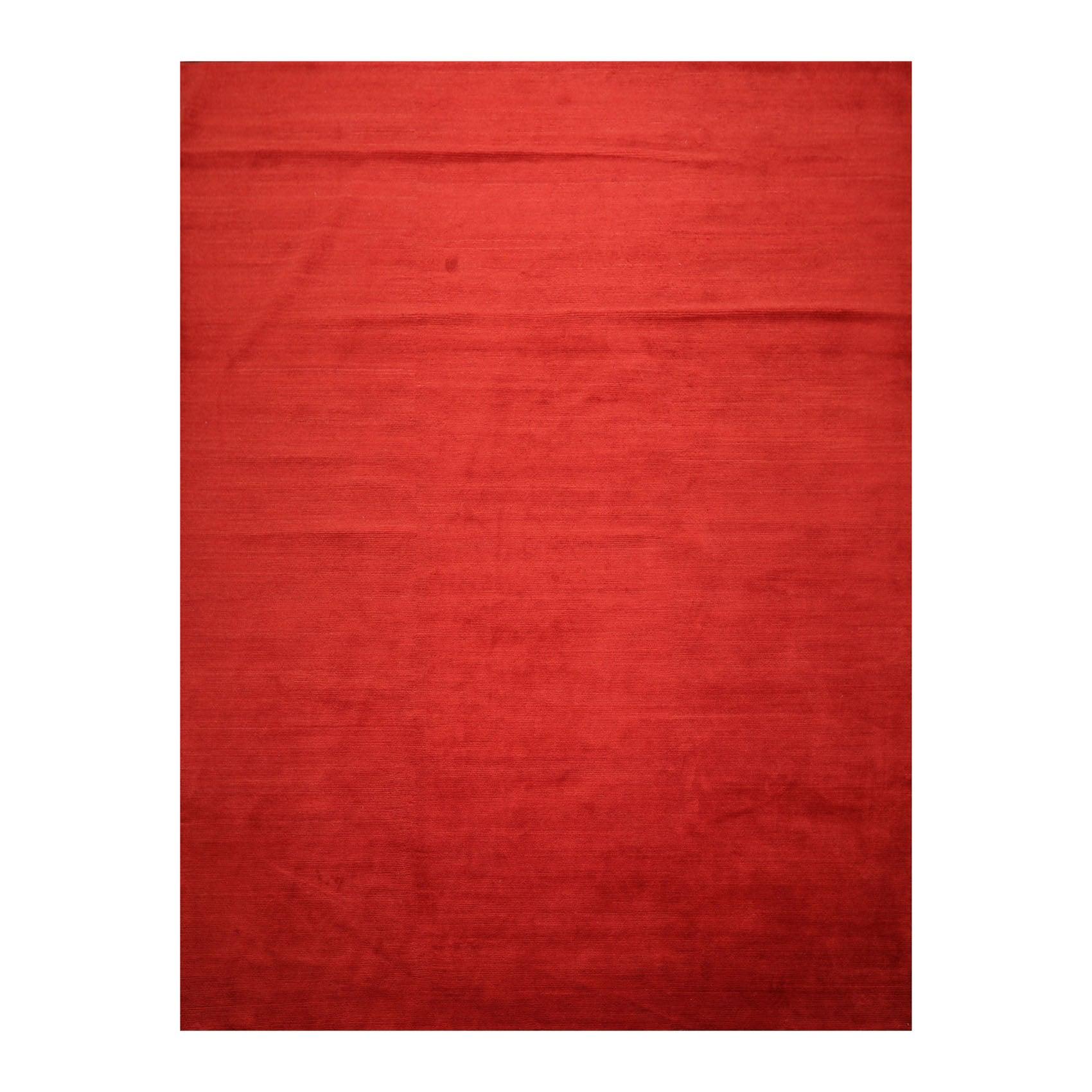 9'1" x 11'11" Hand Knotted Tibetan Wool Ribbed Designer Oriental Area Rug Red-0