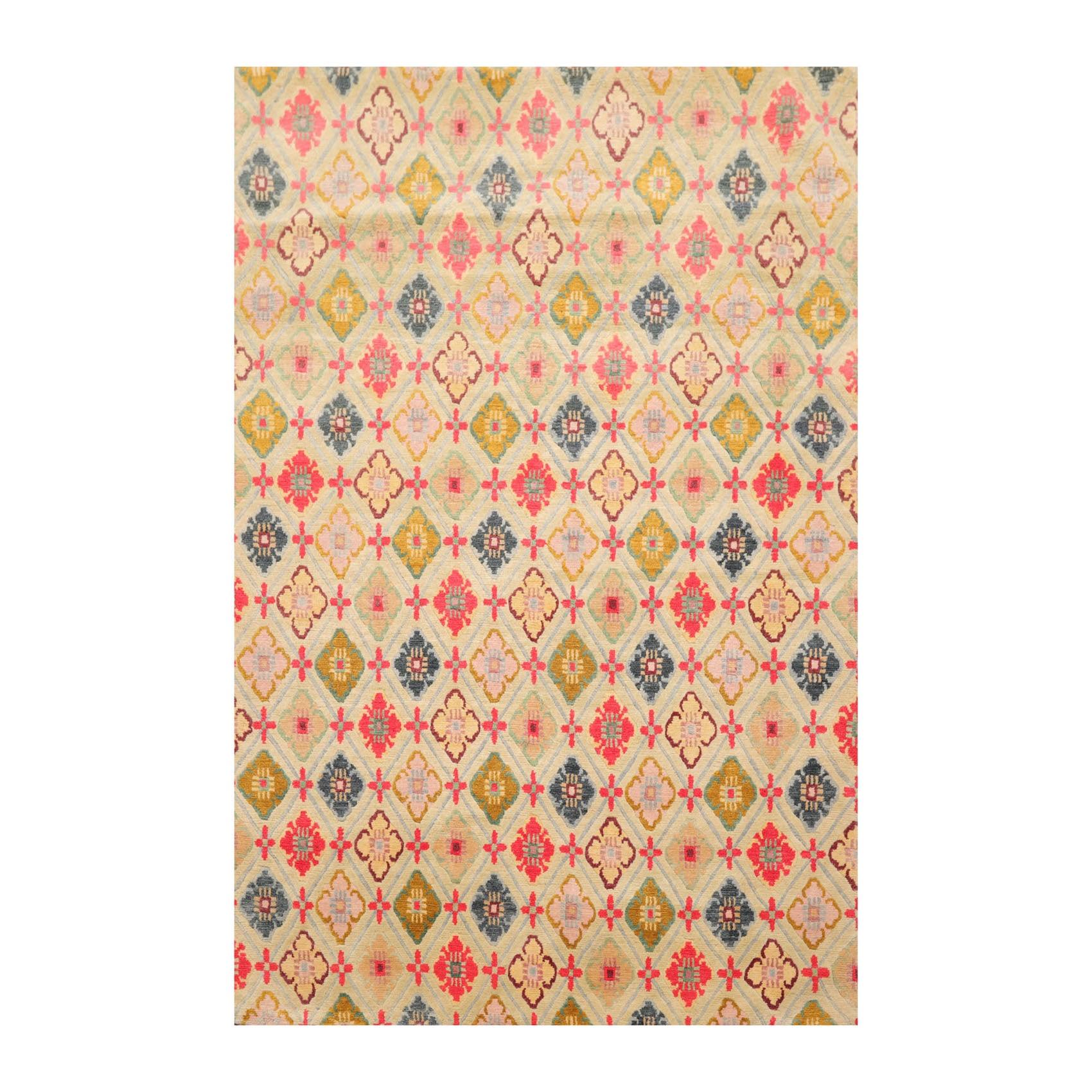 3'11" x 5'8" Swiss Wash Hand Knotted Wool Tibetan Classic Phurba Dorje Area Rug-0