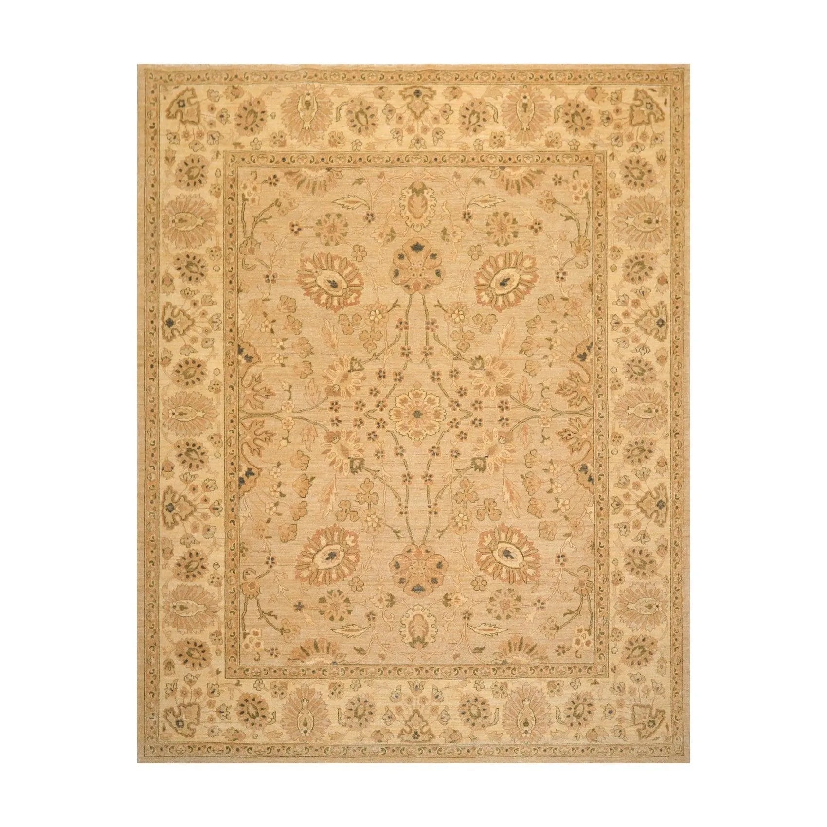 8'1'' x 9'10'' Hand Knotted 100% Wool Peshawar Traditional Oriental Area Rug Tan-0