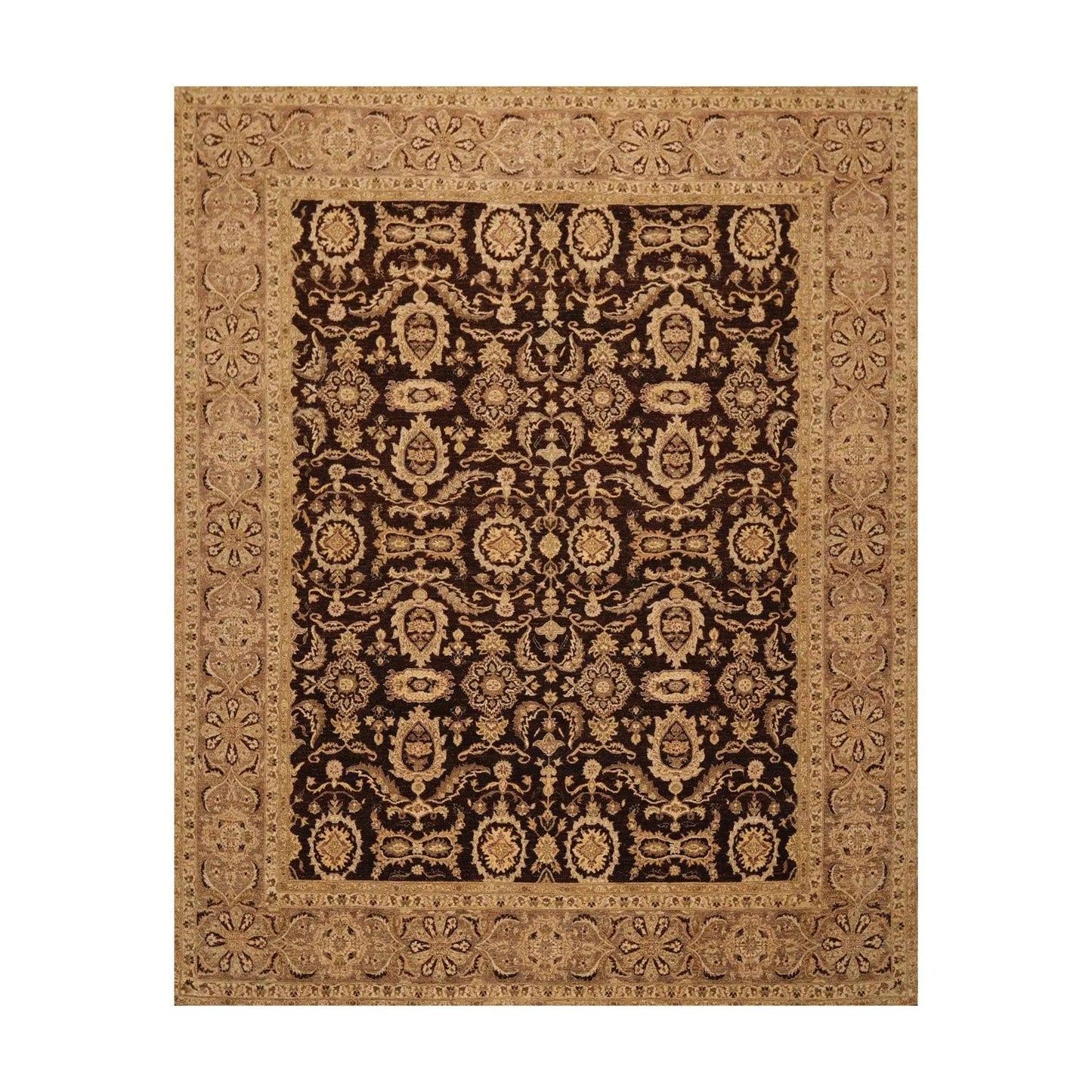 7'11'' x 10'2'' Hand Knotted 100% Wool Peshawar Oriental Area Rug Dark Chocolate-0