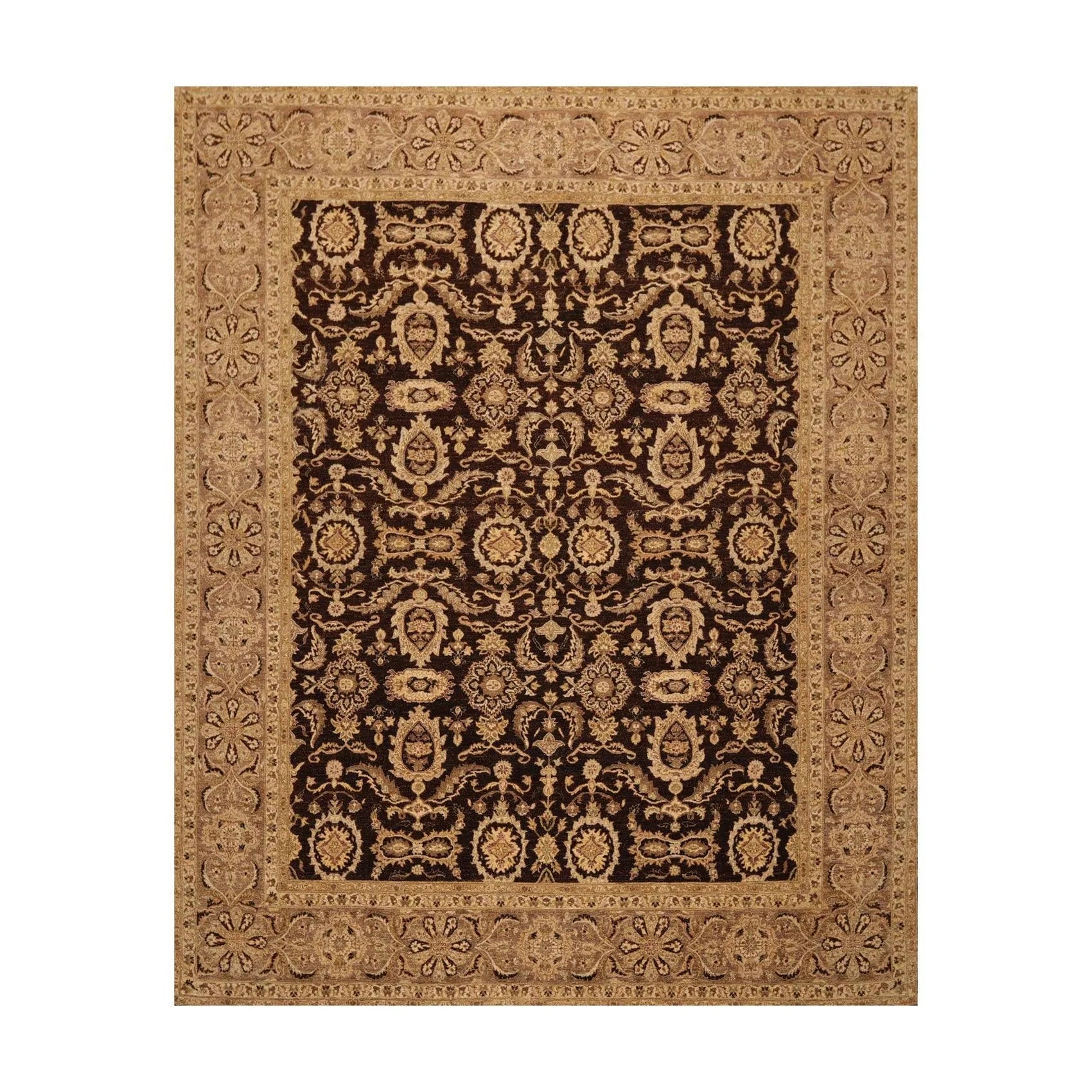 7'11'' x 10'2'' Hand Knotted 100% Wool Peshawar Oriental Area Rug Dark Chocolate-0