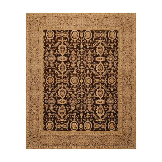 7'11'' x 10'2'' Hand Knotted 100% Wool Peshawar Oriental Area Rug Dark Chocolate-0