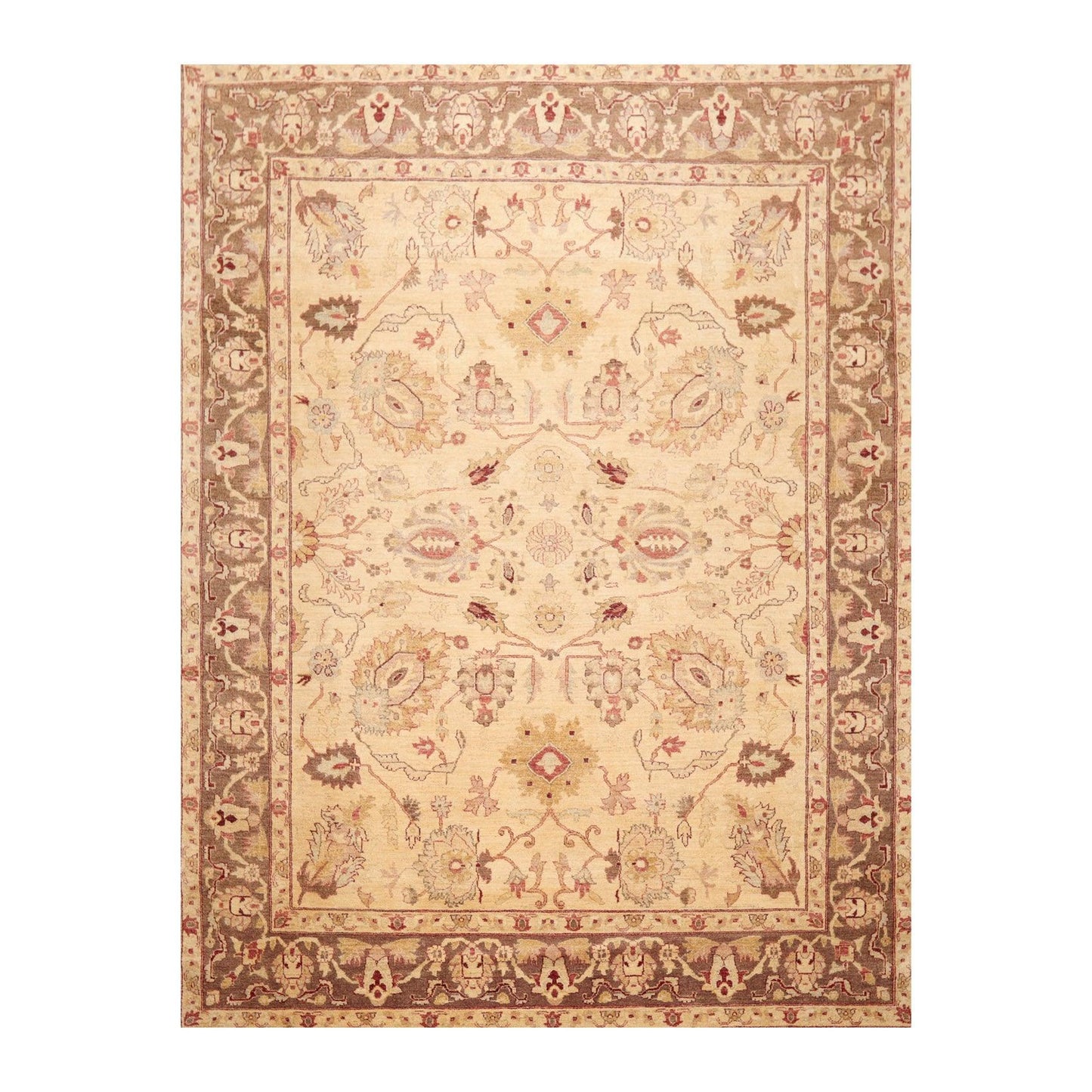 7'9"x 10'3" Hand Knotted Wool Peshawar Traditional Oriental Area Rug Beige Brown-0