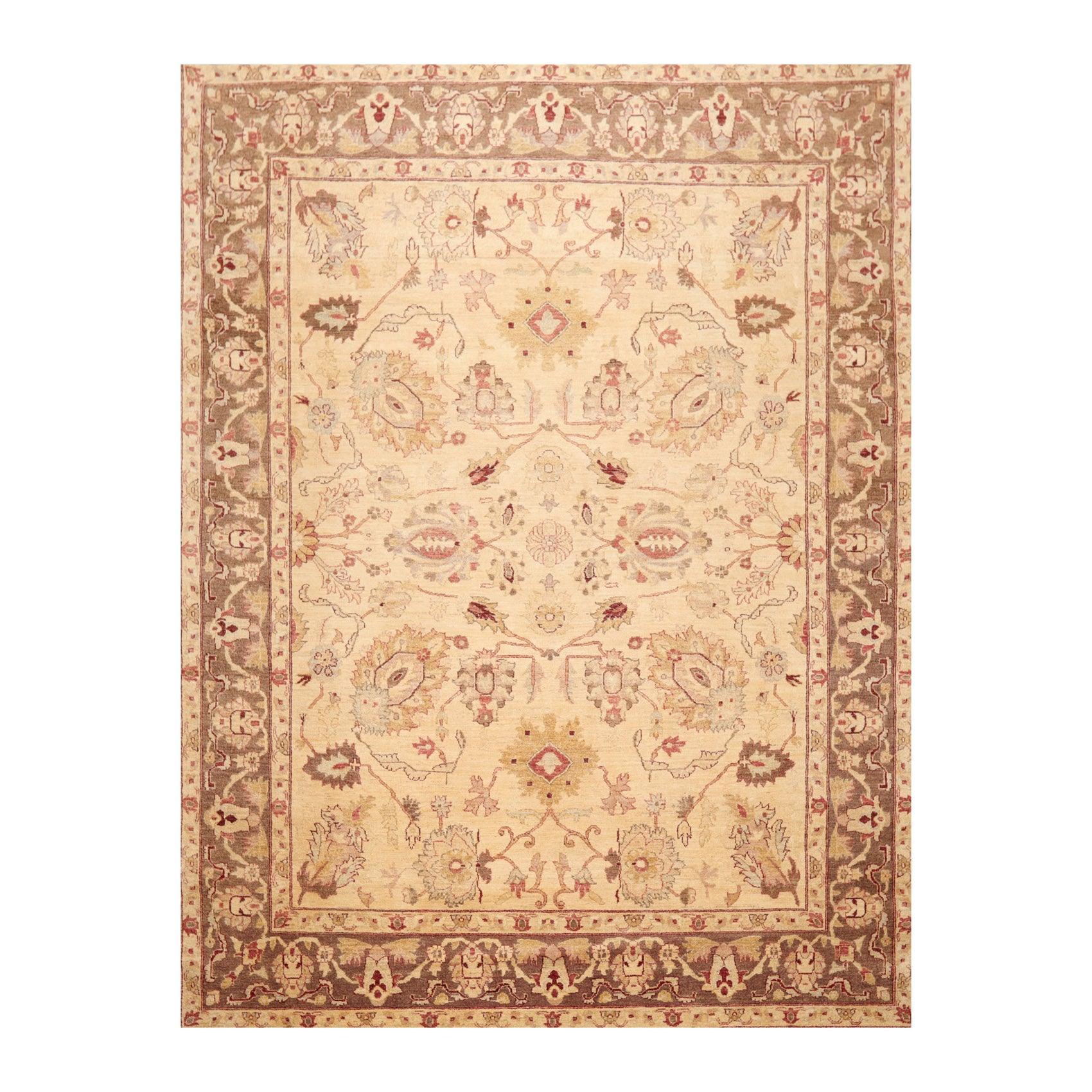 7'9"x 10'3" Hand Knotted Wool Peshawar Traditional Oriental Area Rug Beige Brown-0