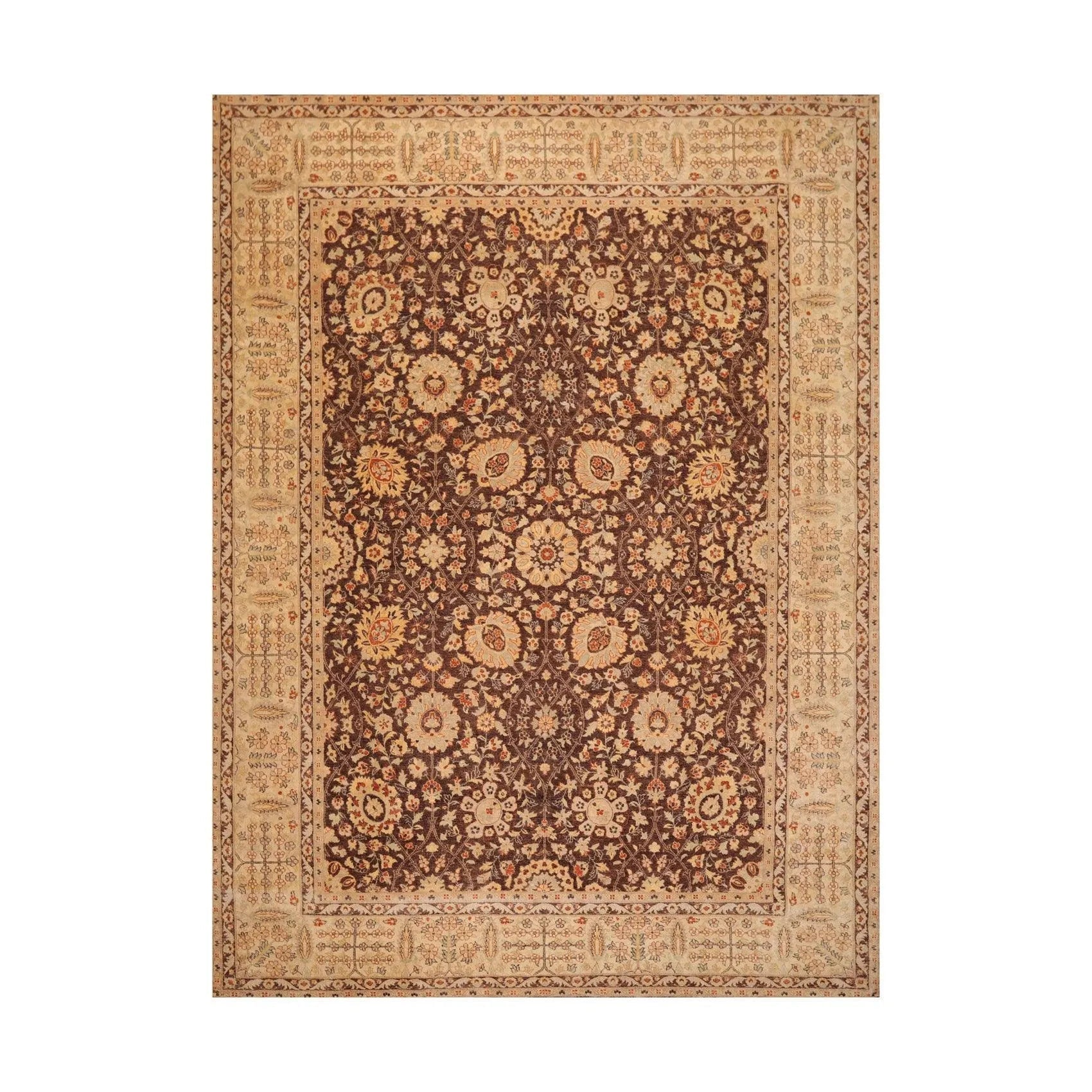 8'10'' x 12'5'' Hand Knotted Wool Peshawar Traditional Oriental Area Rug Brown-0
