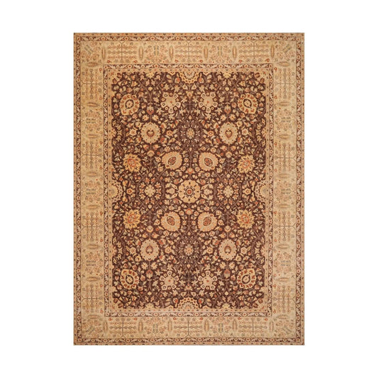 8'10'' x 12'5'' Hand Knotted Wool Peshawar Traditional Oriental Area Rug Brown-0