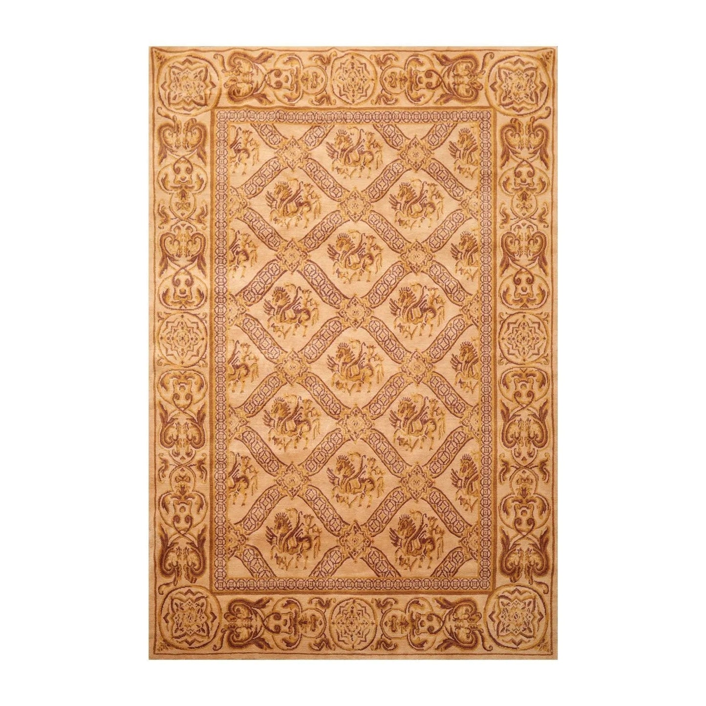5'10'' x 8'6'' Hand Knotted Wool Tibetan Traditional Oriental Area Rug Caramel-0