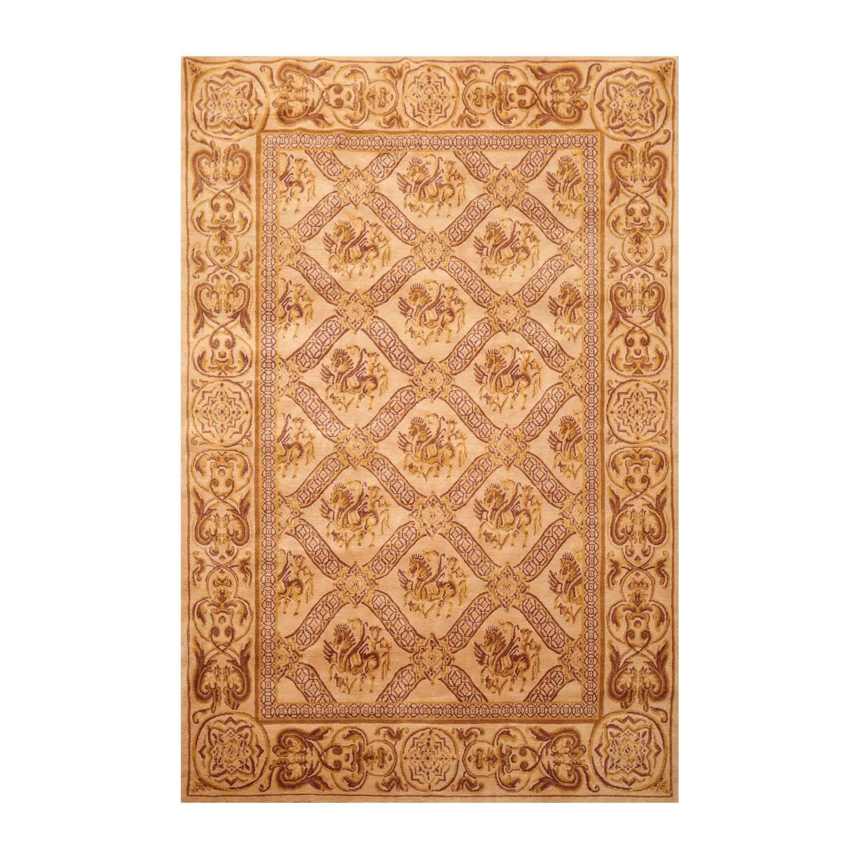 5'10'' x 8'6'' Hand Knotted Wool Tibetan Traditional Oriental Area Rug Caramel-0