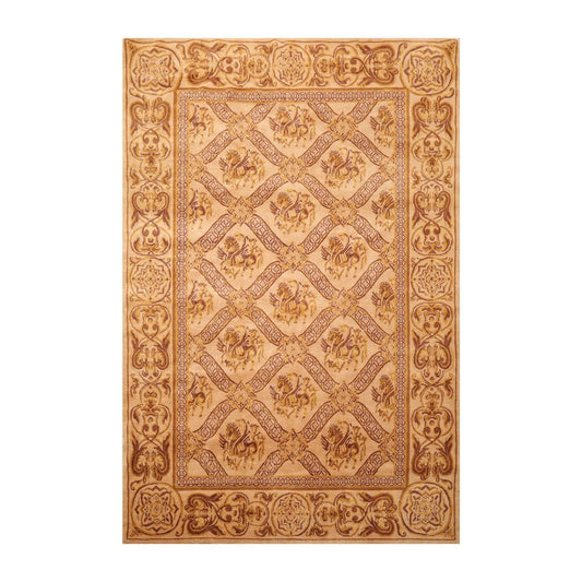 5'10'' x 8'6'' Hand Knotted Wool Tibetan Traditional Oriental Area Rug Caramel-0