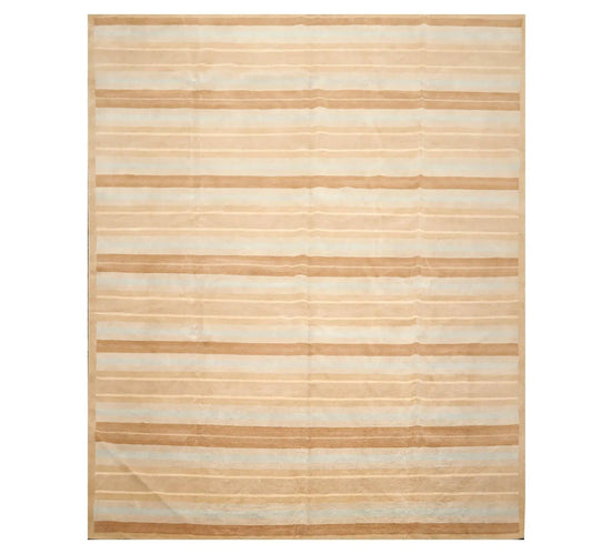 8'x 10' Hand Knotted Tibetan 100% Wool Stripes 150 KPSI Modern Area Rug Tan-0