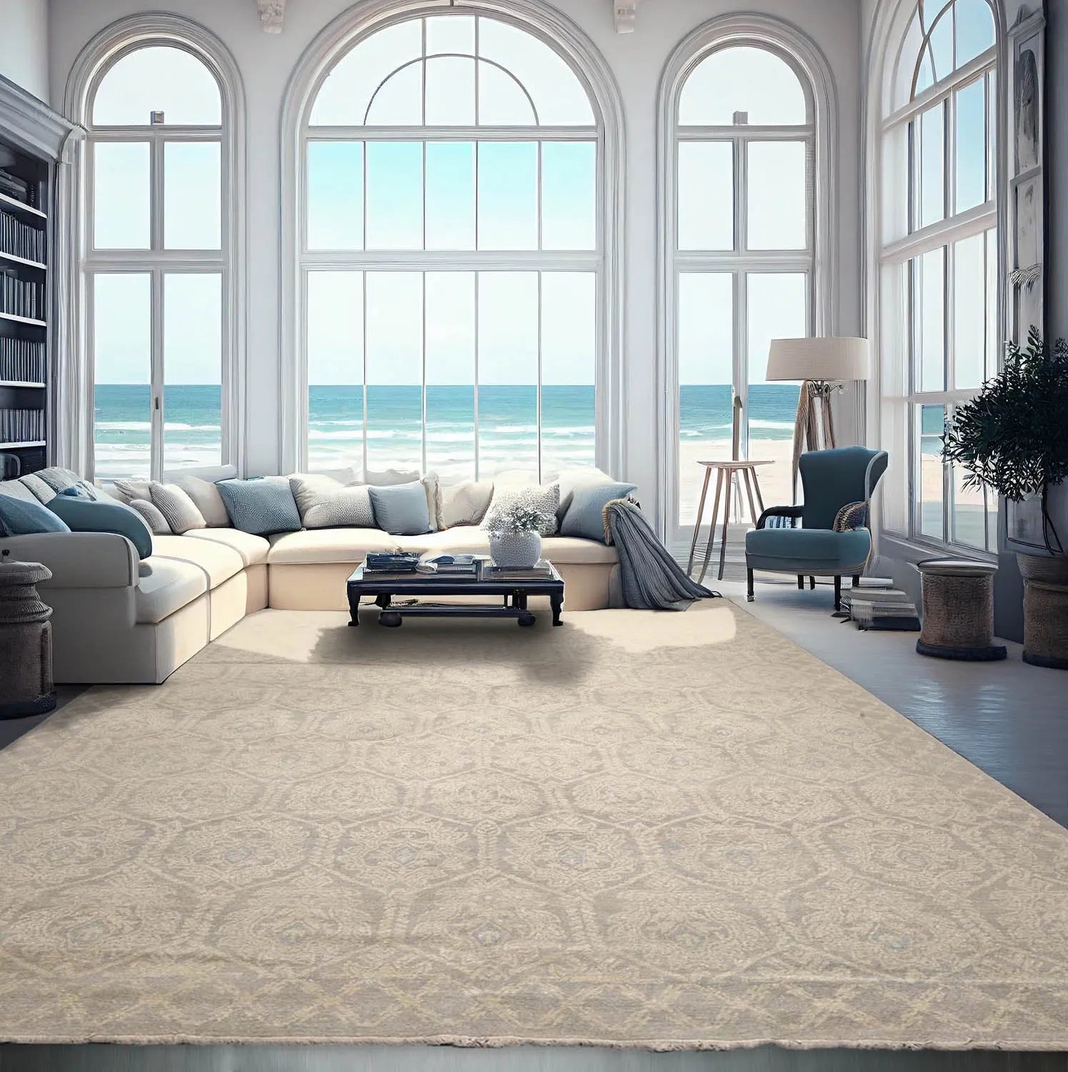 10'3'' x 14' Hand Knotted 100% Wool Turkish Oushak Transitional Area Rug Gray-0