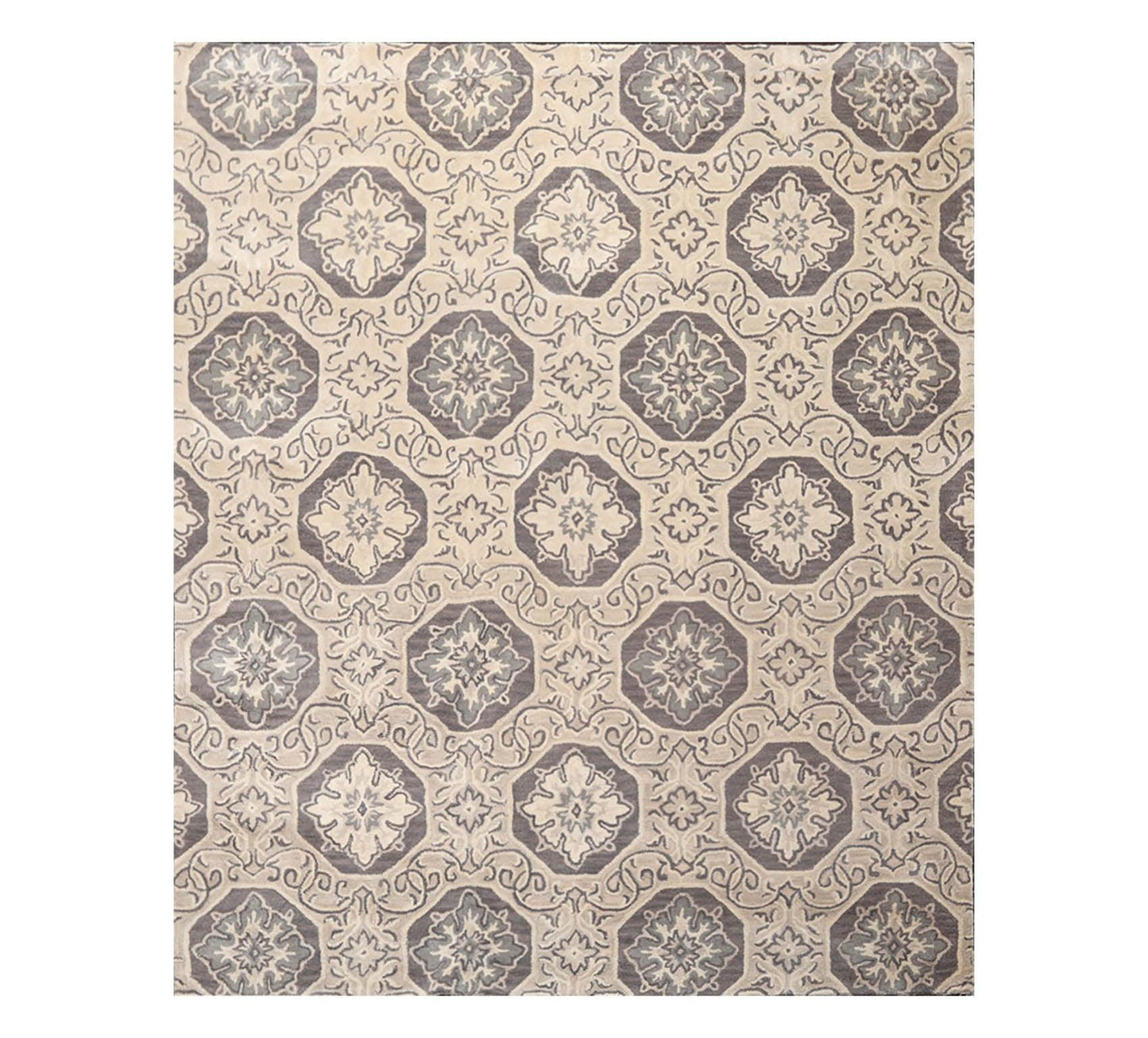 7'5"x9'5" Hanmade Wool & Art Silk Patterned Transitional Oriental Area Rug Gray-0