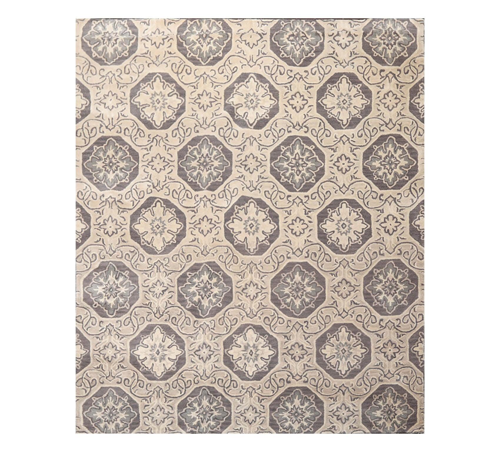 7'5"x9'5" Hanmade Wool & Art Silk Patterned Transitional Oriental Area Rug Gray-0