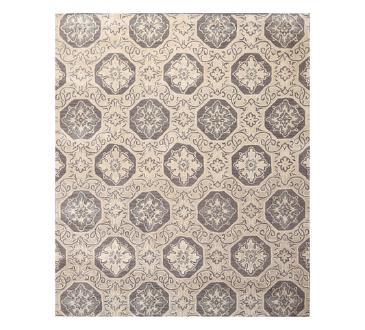 7'5"x9'5" Hanmade Wool & Art Silk Patterned Transitional Oriental Area Rug Gray-0