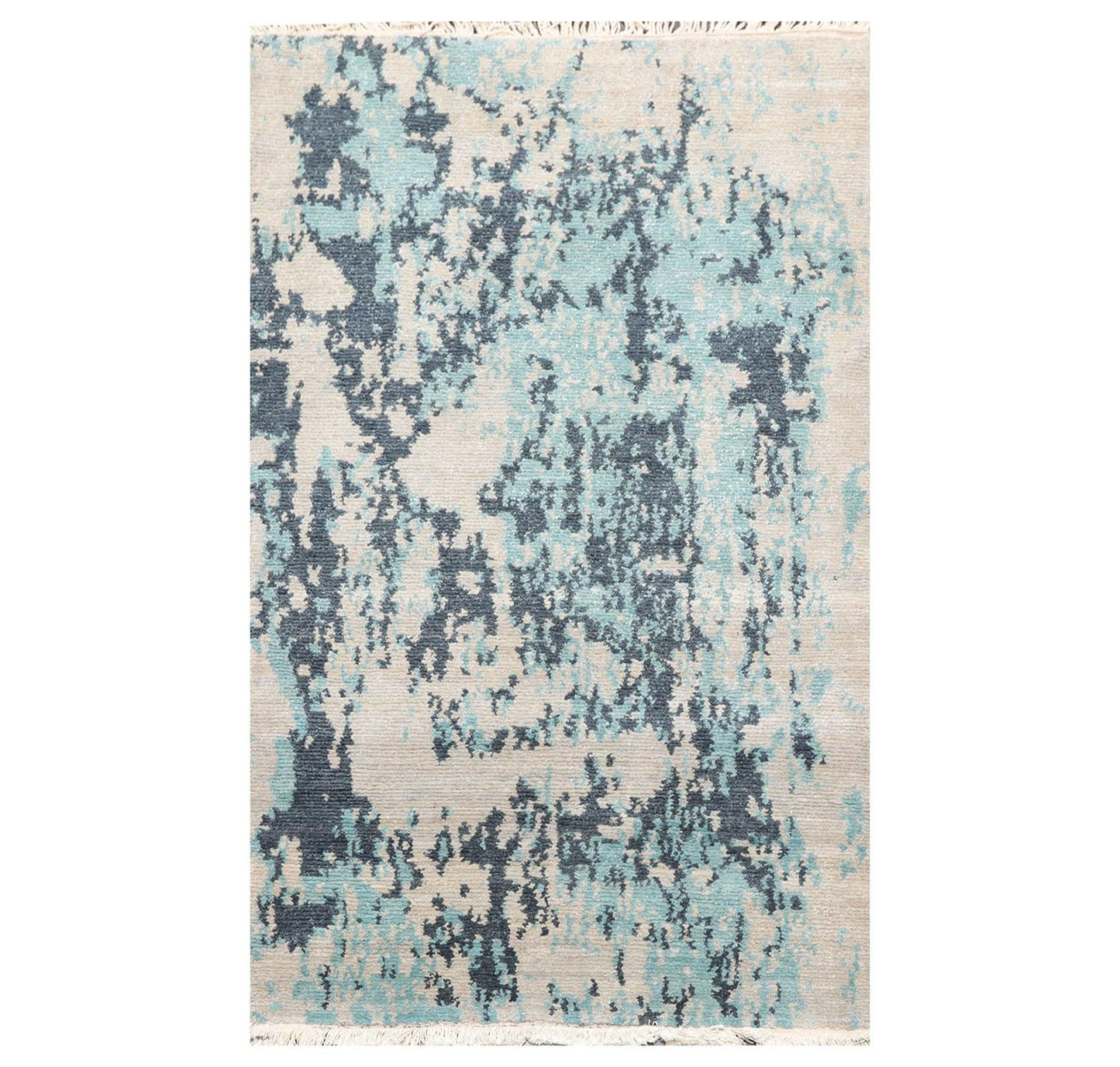 3' x 4'10" Hand Knotted Tibetan Wool Hip Designer Modern Oriental Area Rug Beige-0