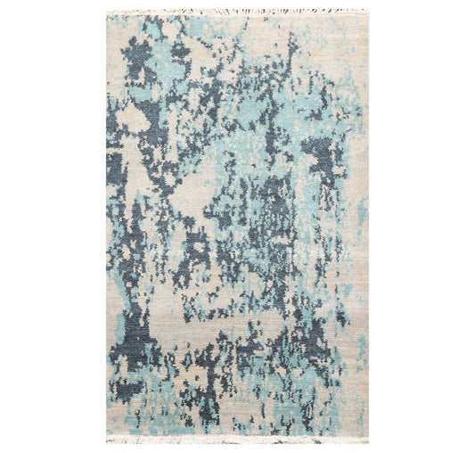 3' x 4'10" Hand Knotted Tibetan Wool Hip Designer Modern Oriental Area Rug Beige-0
