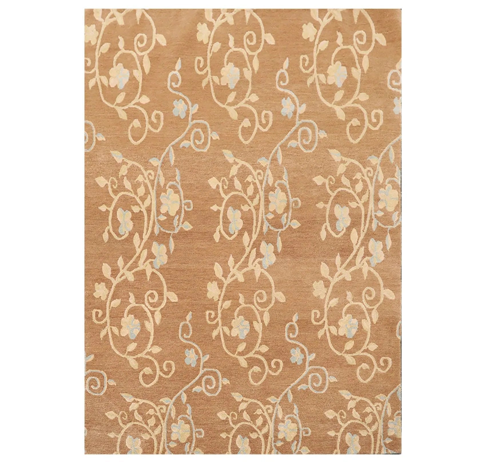 3'11'' x 5'11'' Hand Knotted Tibetan 100% Wool Scrolls Oriental Area Rug Caramel-0
