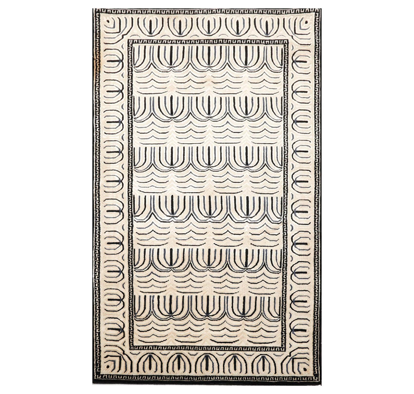 3' x 4'11" Hand Knotted Tibetan Wool & Silk Hip Designer 200 KPSI Area Rug Cream-0