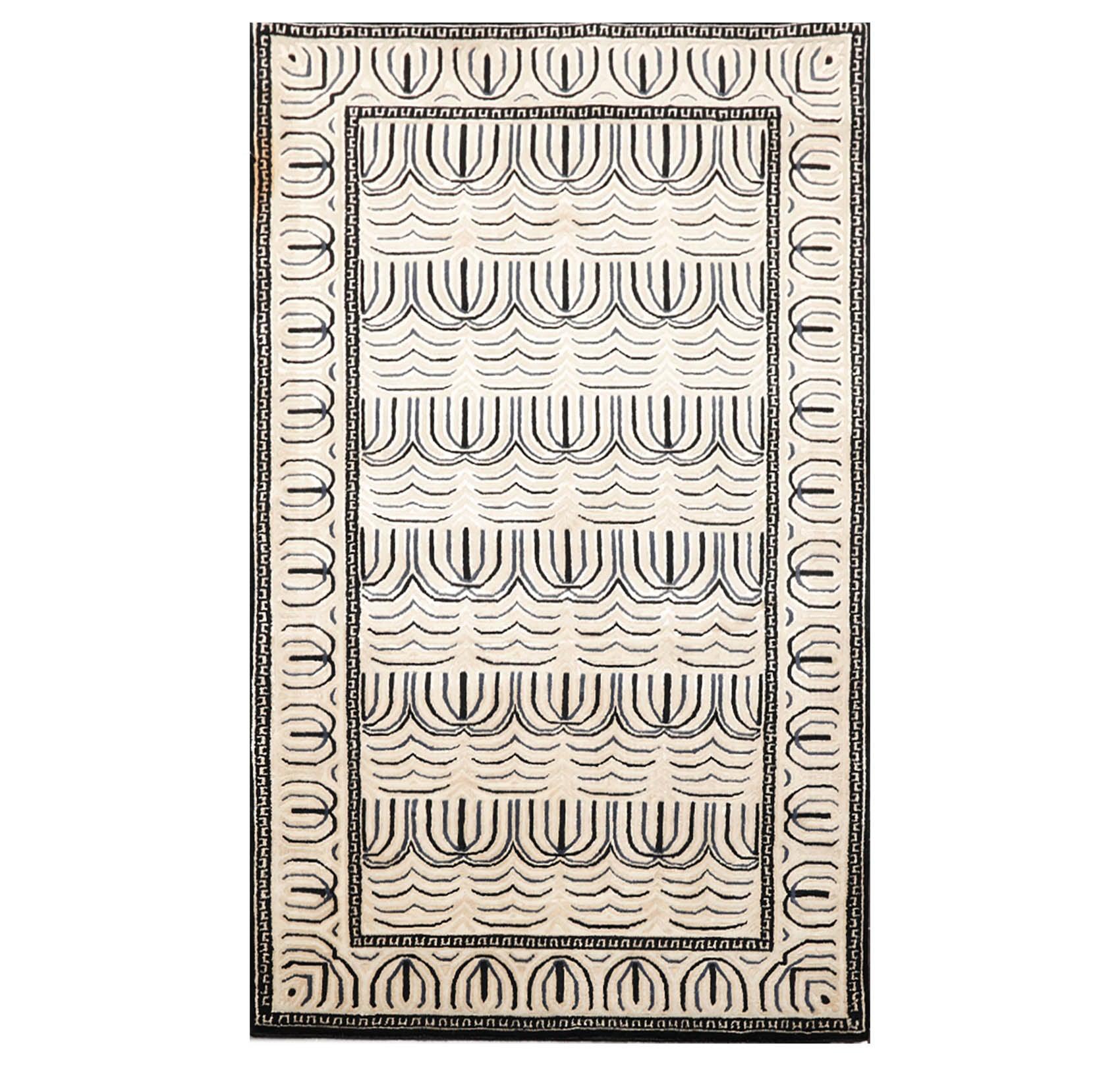 3' x 4'11" Hand Knotted Tibetan Wool & Silk Hip Designer 200 KPSI Area Rug Cream-0