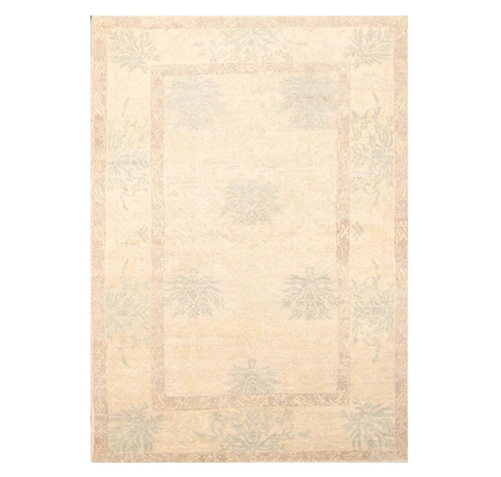 3'11'' x 5'11'' Hand Knotted Tibetan 100% Wool Floral Oriental Area Rug Beige-0