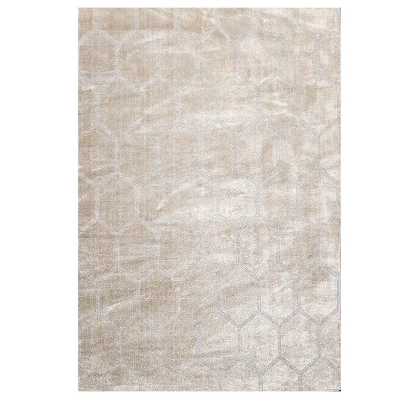 5' x 7' Hand Knotted Tibetan 100% Viscose Honeycomb Oriental Area Rug Gray-0
