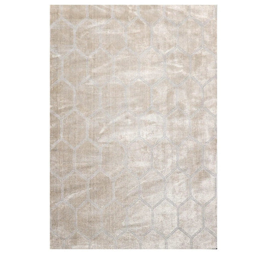 5' x 7' Hand Knotted Tibetan 100% Viscose Honeycomb Oriental Area Rug Gray-0