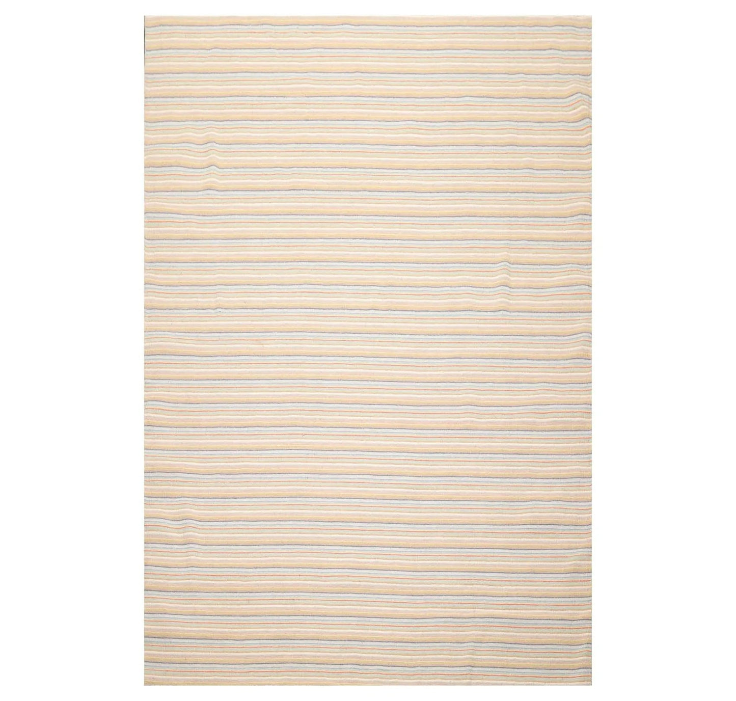 6'8'' x 9'11'' Hand Knotted Wool Designer Stripes Flat Weave Area Rug Beige-0