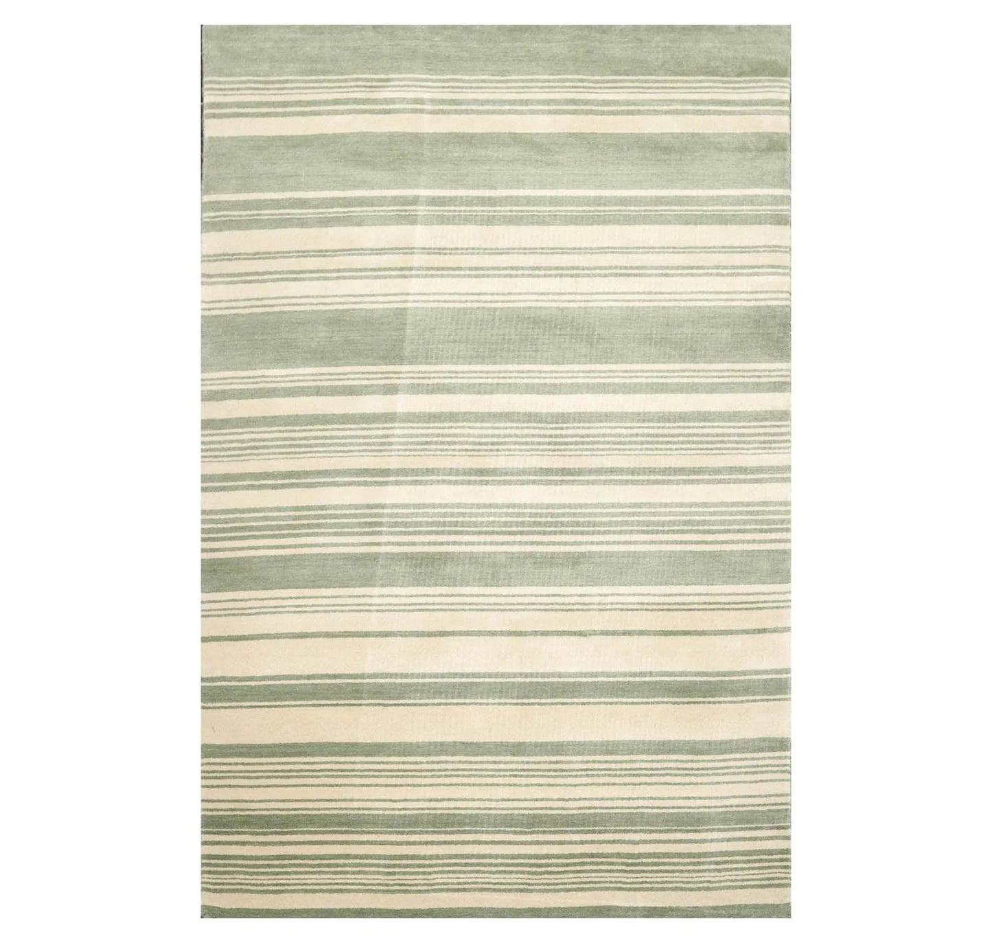 5'6'' x 8'10' Hand Knotted Tibetan Wool Designer Stripes Oriental Area Rug Beige-0