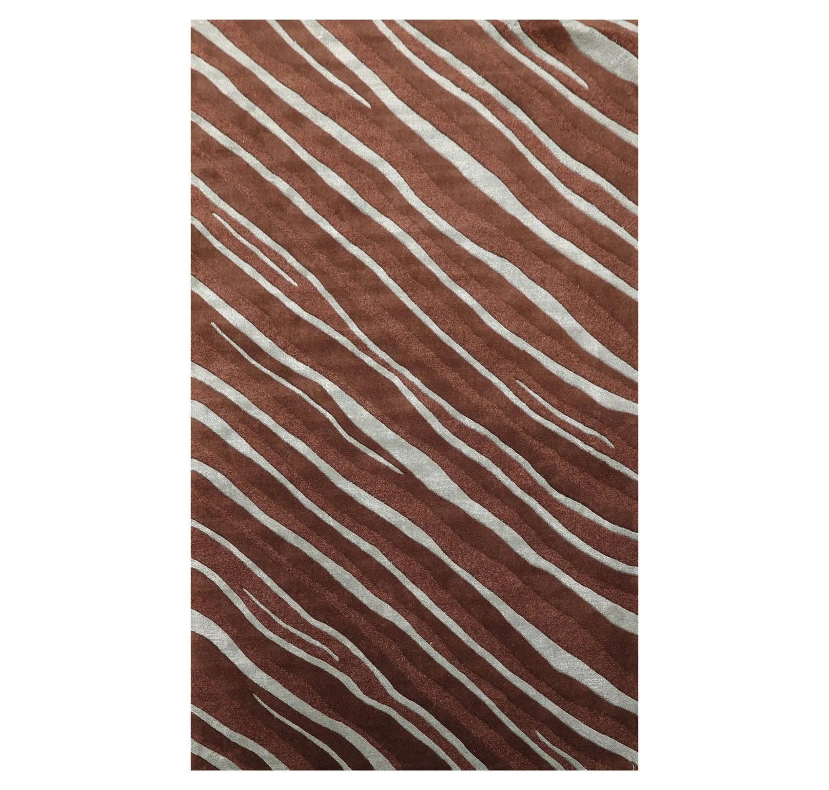 5' x 7'5'' Handmade Wool & Art Silk Hip Designer Modern Area Rug Brown-0