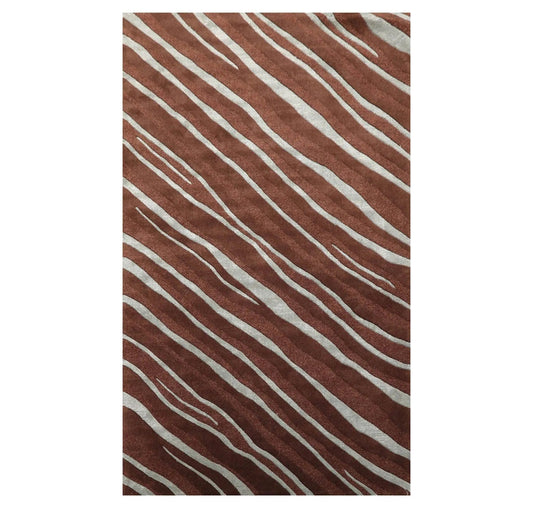 5' x 7'5'' Handmade Wool & Art Silk Hip Designer Modern Area Rug Brown-0