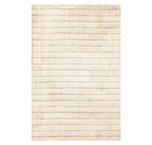 5' x 7'4'' Handmade 100% Wool Designer Stripes Modern Oriental Area Rug Beige-0