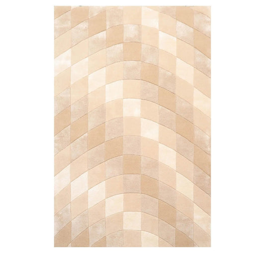 5' x 7'6'' Handmade Wool & Art Silk Hip Designer Area Rug Beige Ivory, Taupe-0