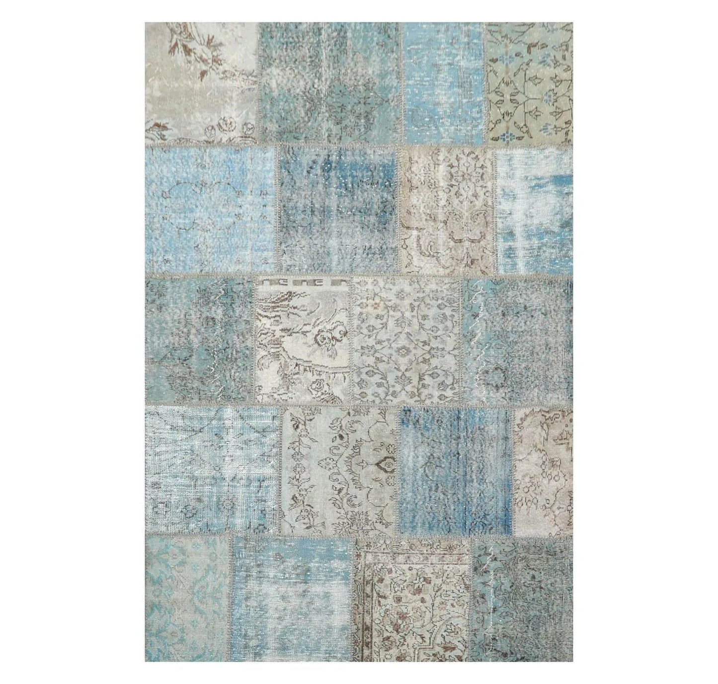 6'x9' Hand Knotted Flat Weave Wool Turkish Patchwork Oriental Area Rug Blue-0