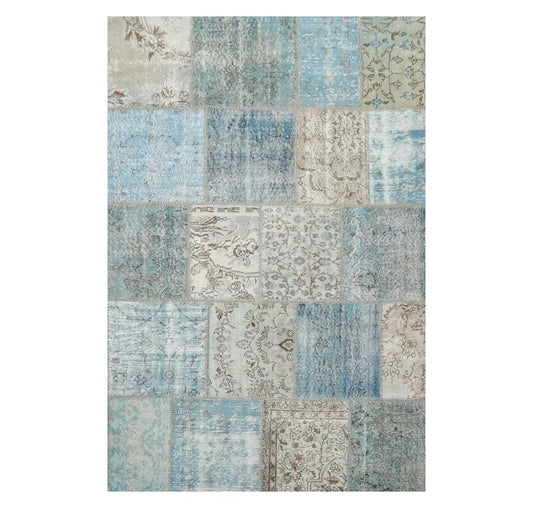 6'x9' Hand Knotted Flat Weave Wool Turkish Patchwork Oriental Area Rug Blue-0