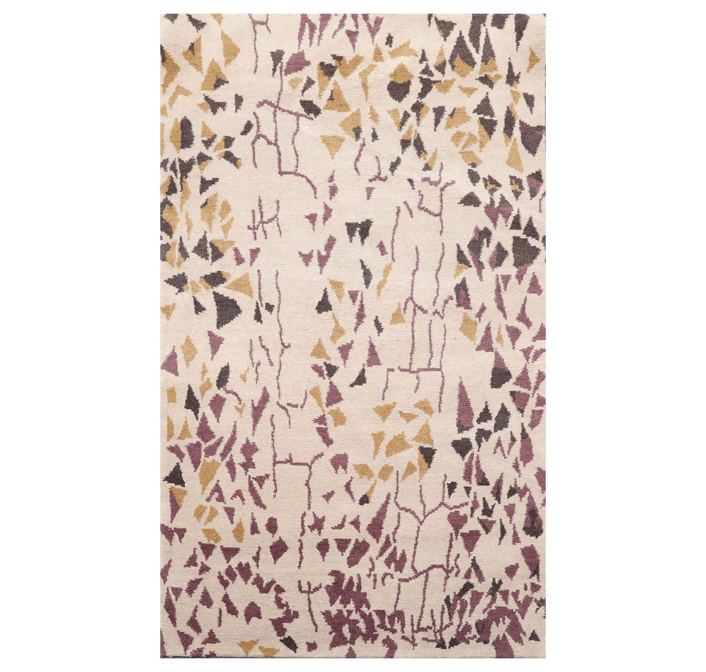 2'11" x 4'11" Hand Knotted Tibetan 100% Wool Graphic Oriental Area Rug Beige-0