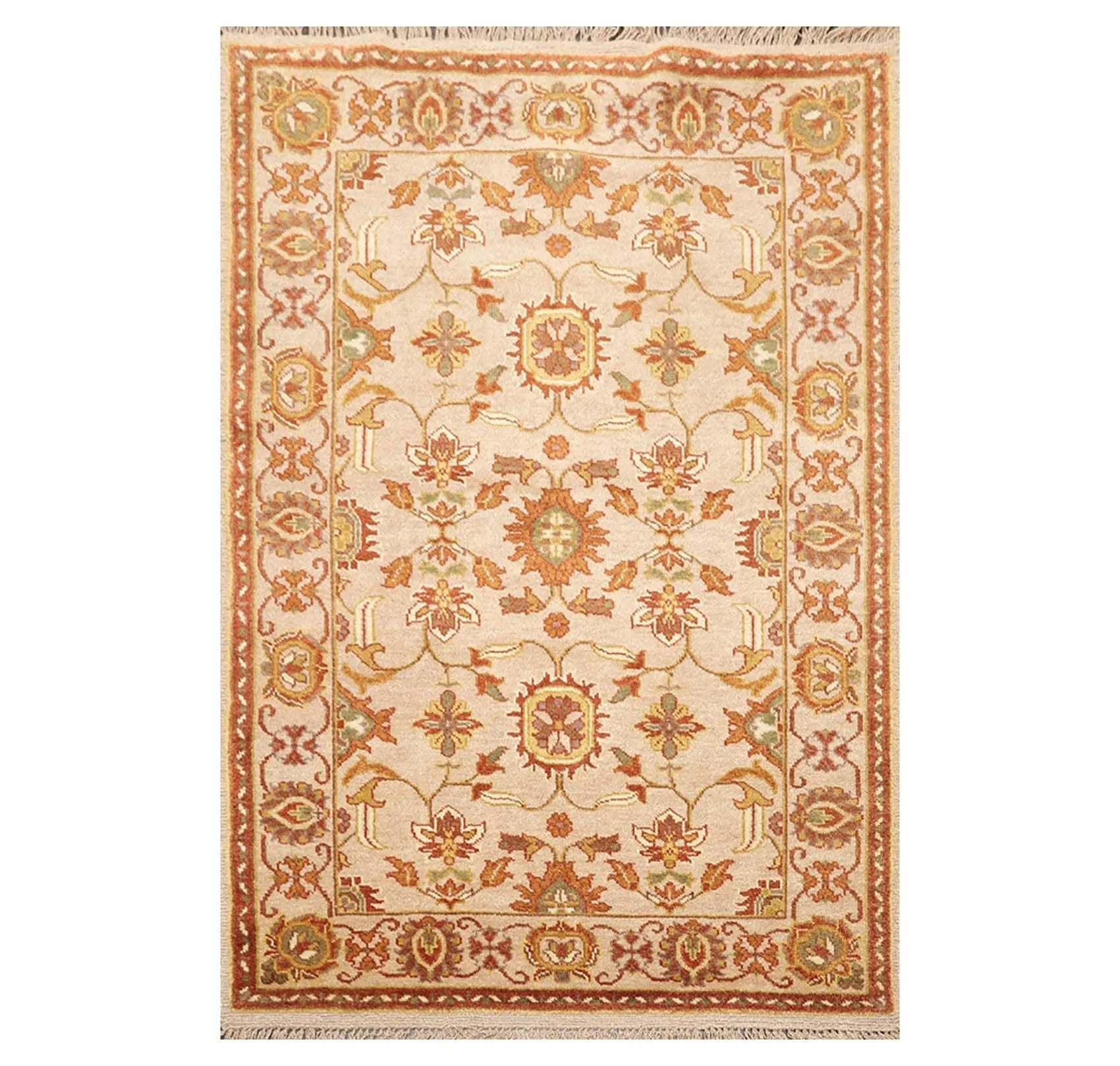 4' x 5'11'' Hand Knotted 100% Wool Oushak Traditional Area Rug Taupe, Beige-0