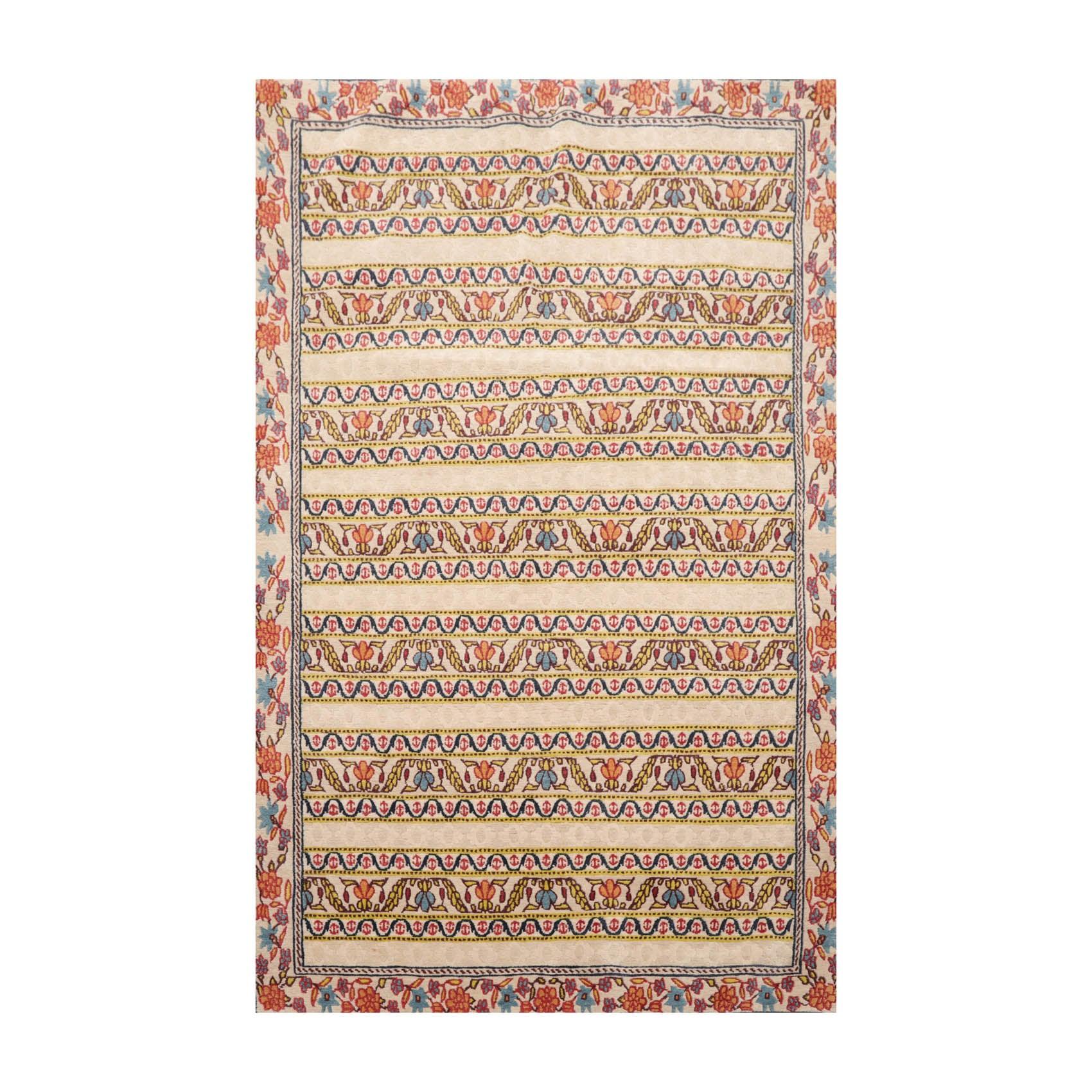 4' x 5'9" Hand Knotted Tibetan 100% Wool Arts & Craft Oriental Area Rug Beige-0