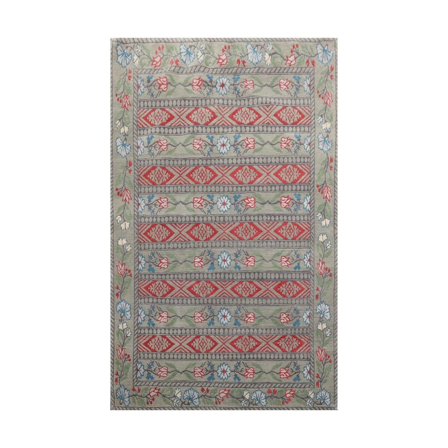 4' x 6' Hand Knotted Tibetan 100% Wool Patterned Oriental Area Rug Celadon-0