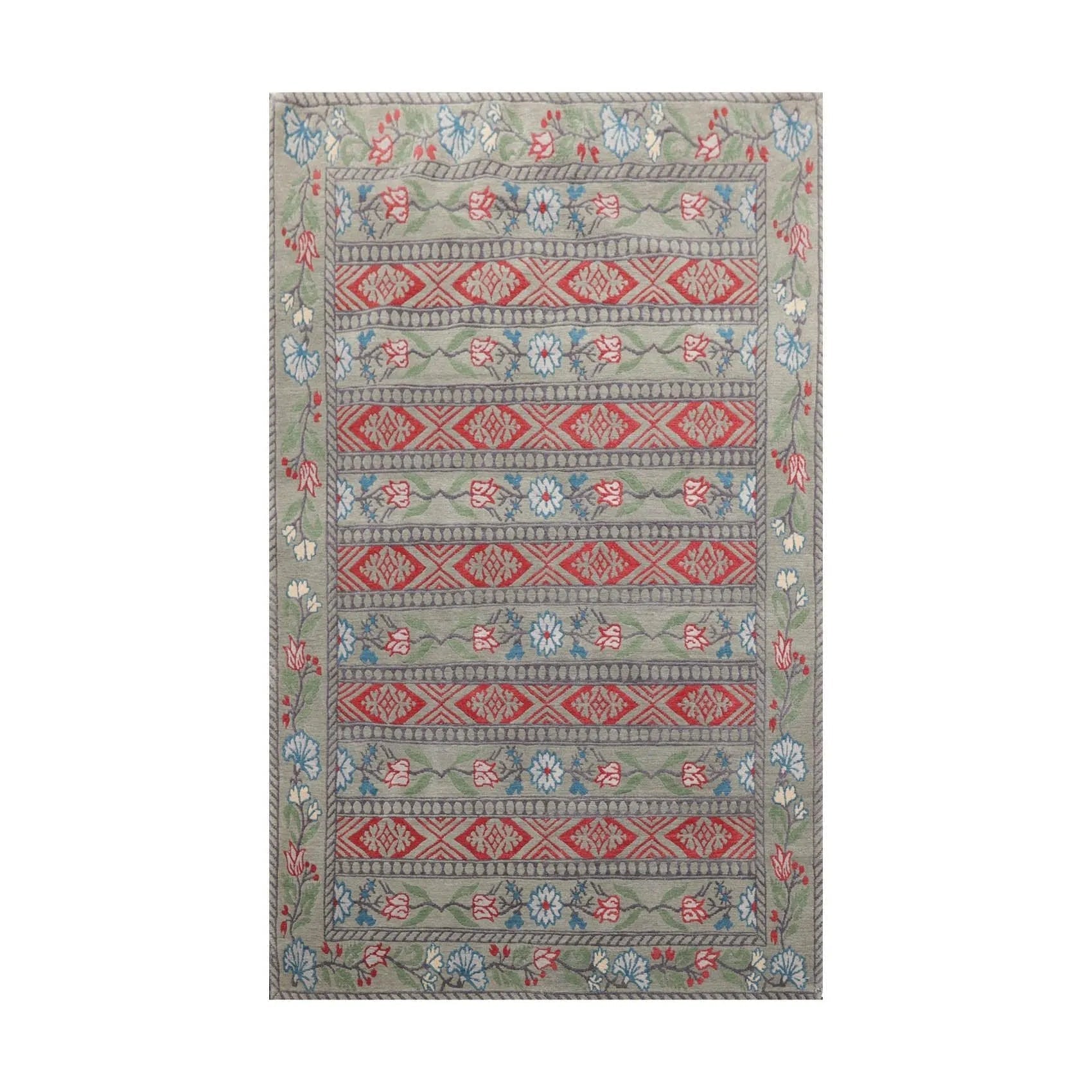 4' x 6' Hand Knotted Tibetan 100% Wool Patterned Oriental Area Rug Celadon-0