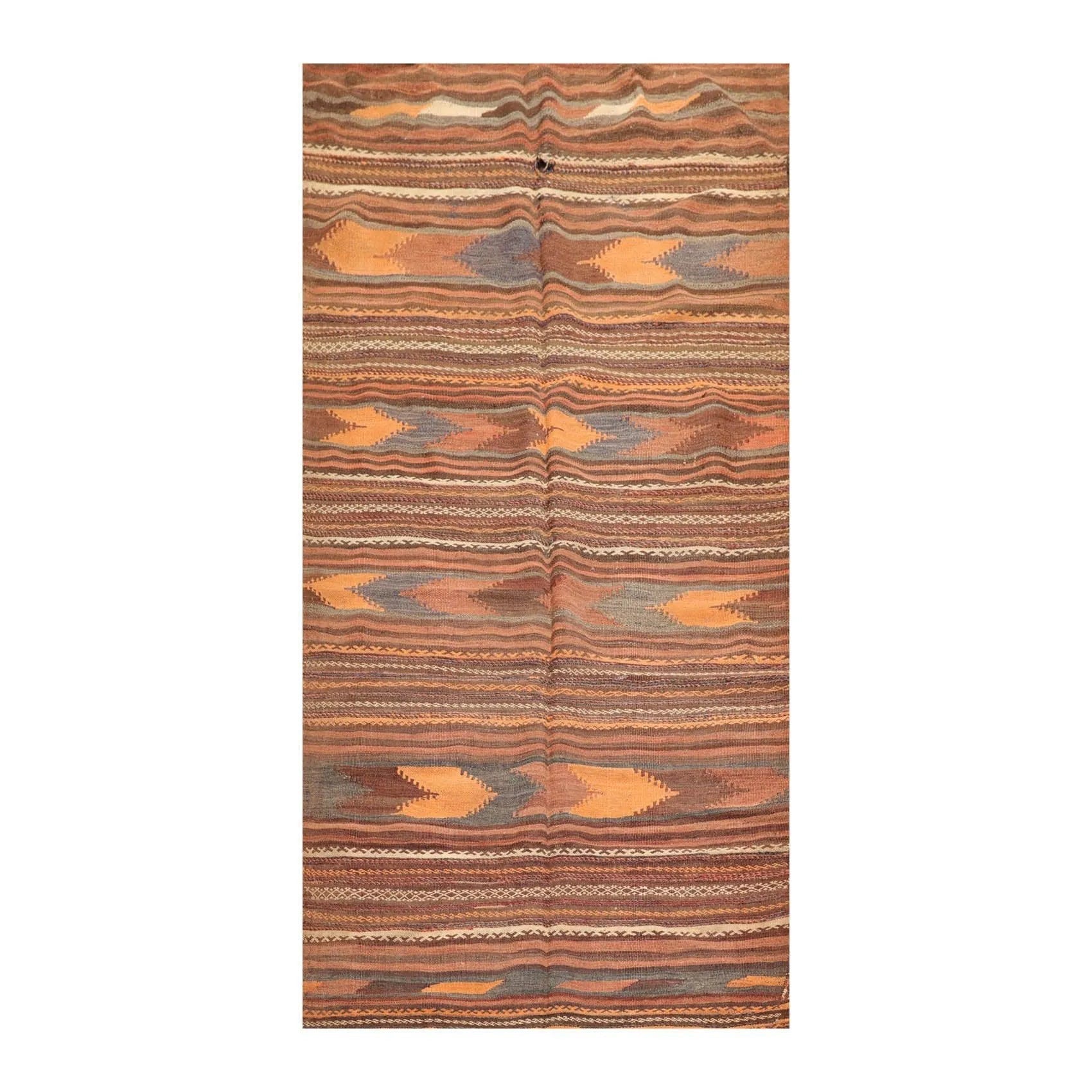 3'9''x7'2'' Vintage Hand-Woven Afghan Kilim Wool Tribal Southwestern Area Rug-0