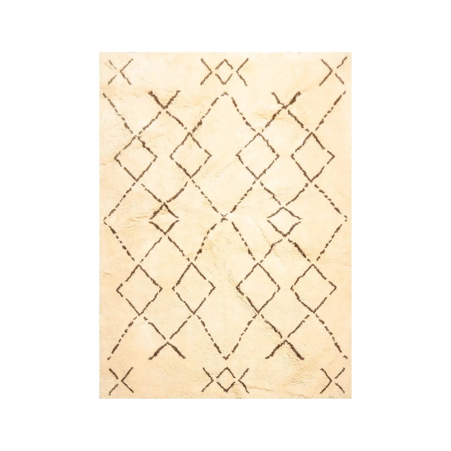 6'6'' x 8'1'' Hand Knotted Shag 100% Wool Moroccan Oriental Area Rug Ivory-0