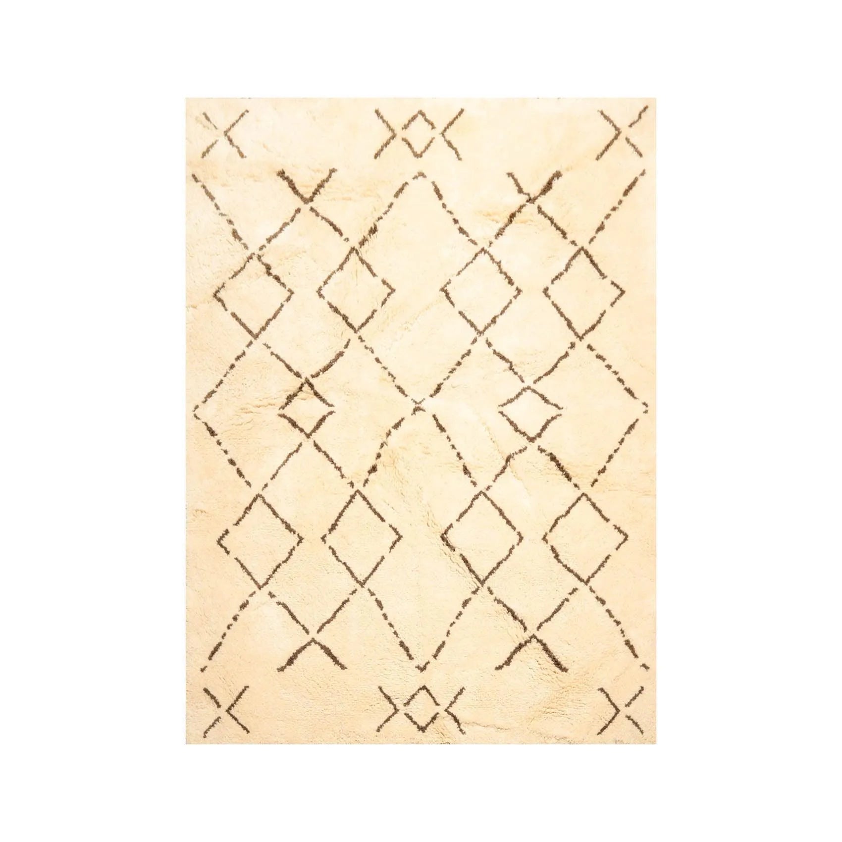 6'6'' x 8'1'' Hand Knotted Shag 100% Wool Moroccan Oriental Area Rug Ivory-0